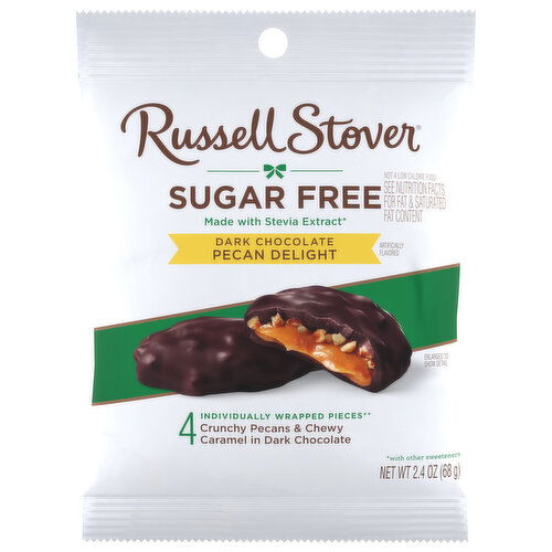 Russell Stover Dark Chocolate, Sugar Free, Pecan Delight - 4 Each