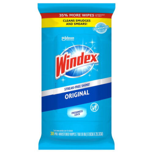 Windex Wipes, Pre-Moistened, Original