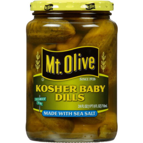 Mt Olive Kosher Baby Dill Pickles - 24 Fluid Ounce