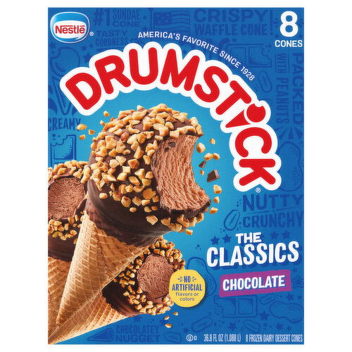 Drumstick Frozen Dairy Dessert Cones, Chocolate