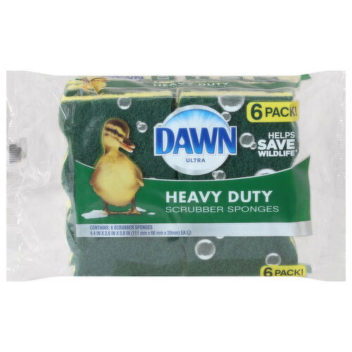 Dawn Ultra Scrubber Sponges, Heavy Duty, 6 Pack