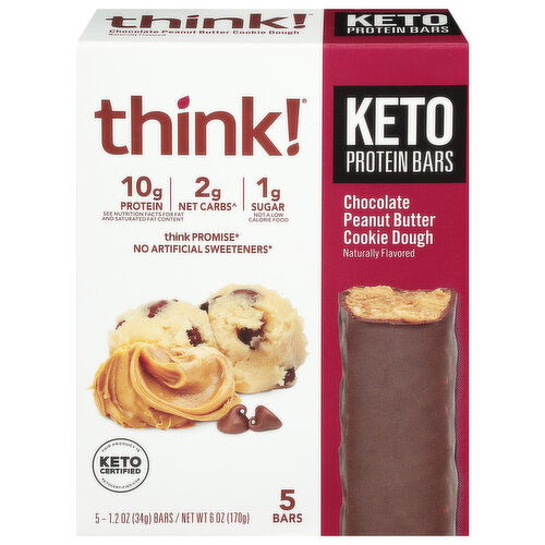 Think! Protein Bars, Keto, Chocolate Peanut Butter Cookie Dough