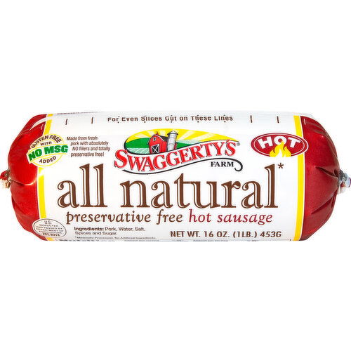 Swaggerty's Farm Sausage, Preservative Free, All Natural, Hot