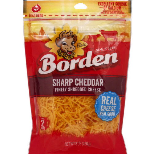 Borden Finely Shredded Cheese, Sharp Cheddar