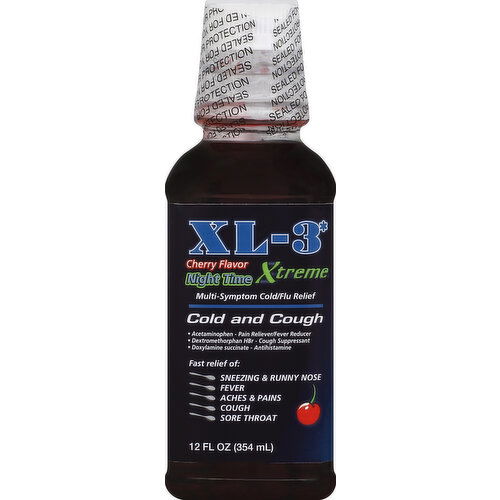 XL 3 Cold and Cough, Xtreme, Night Time, Cherry Flavor