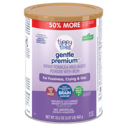 Tippy Toes 0-12 Months Gentle Premium Milk-Based Powder with Iron Infant Formula - 33.2 Ounce