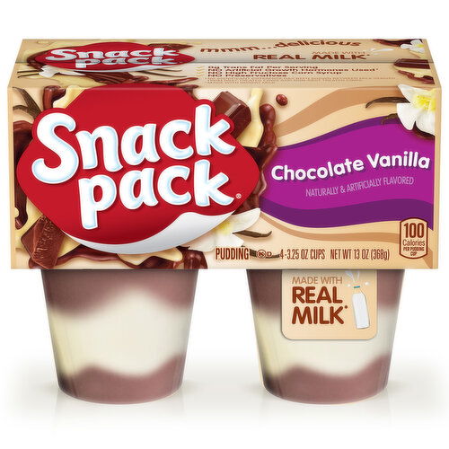 Snack Pack Chocolate Vanilla Flavored Pudding - 4 Each