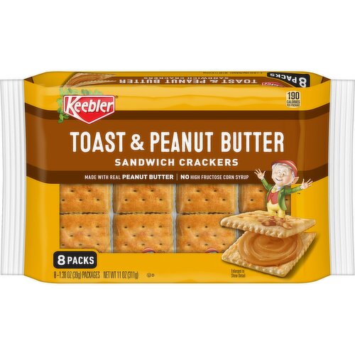 Keebler Sandwich Crackers, Toast and Peanut Butter - 11 Ounce