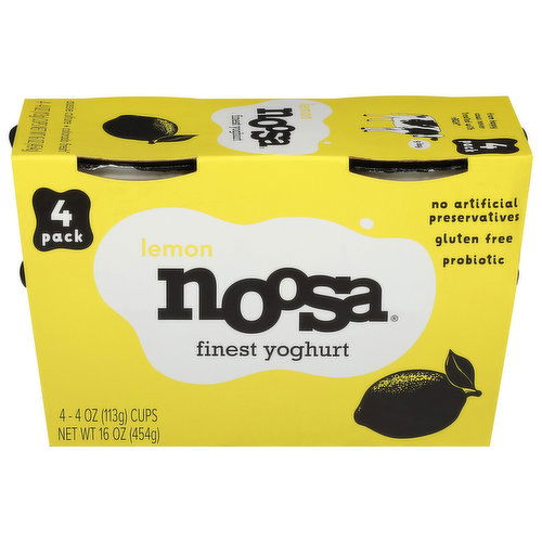 Noosa Yoghurt, Lemon, Finest - 4 Each