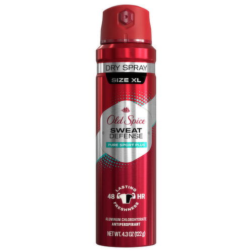 Old Spice Antiperspirant, Dry Spray, Pure Sport Plus, Size XL