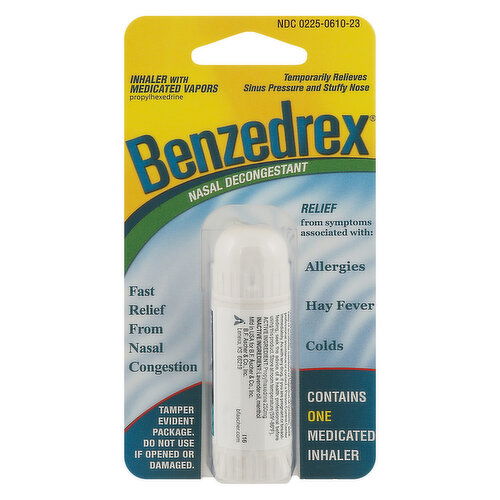 Benzedrex Inhaler, With Medicated Vapors, Nasal Decongestant