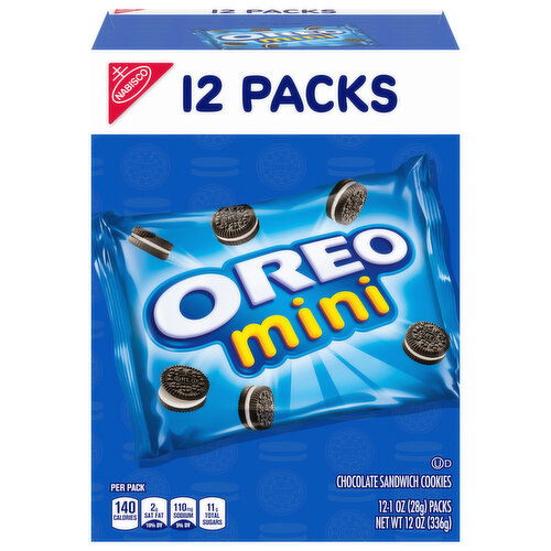 OREO Mini Chocolate Sandwich Cookies, 12 Snack Packs