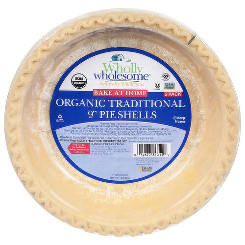 Wholly Wholesome Pie Shells, Organic, Traditional, 9 Inch