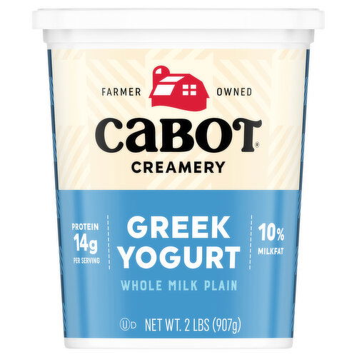 Cabot Creamery Yogurt, Plain, Greek, Whole Milk