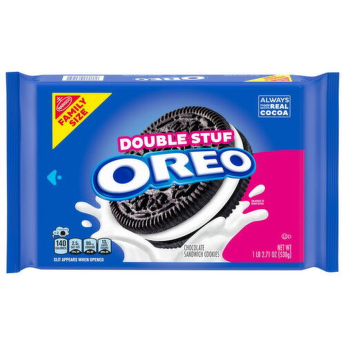 OREO OREO Double Stuf Chocolate Sandwich Cookies, Family Size, 18.71 oz