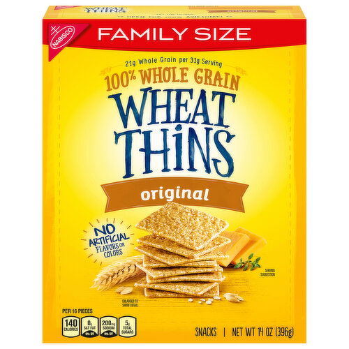 Wheat Thins Snacks, 100% Whole Grain, Original, Family Size