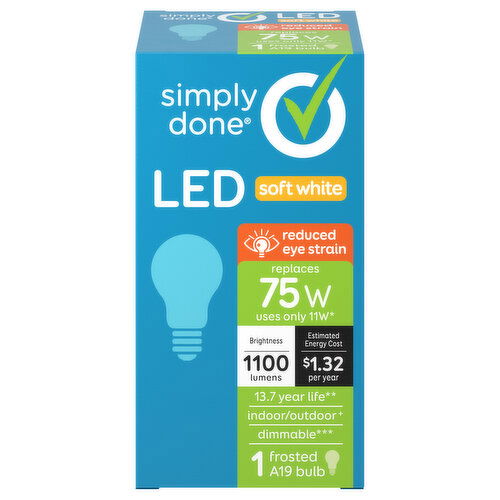 Simply Done Light Bulb, LED, Frosted, Soft White, 11 Watts