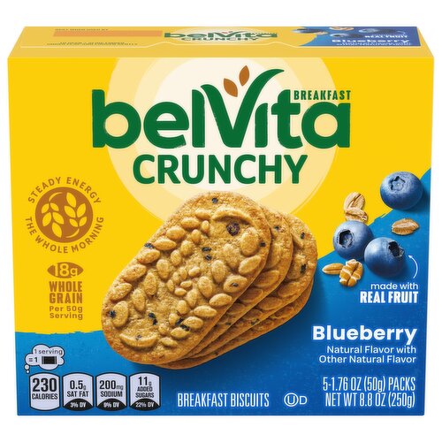 BELVITA Blueberry Breakfast Biscuits, 5 Packs (4 Biscuits Per Pack)