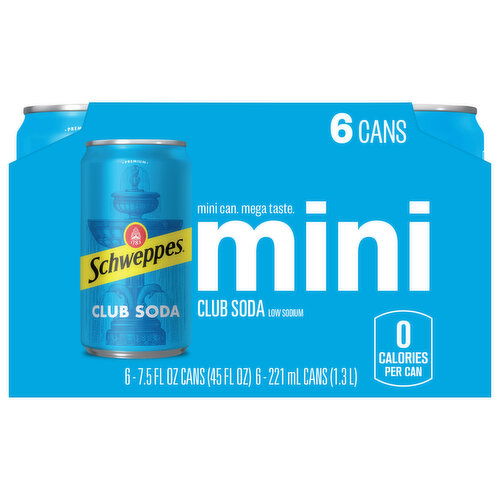 Schweppes Low Sodium Mini Club Soda - 6 Each