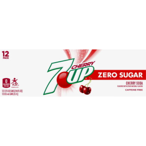 7-UP Soda, Zero Sugar, Cherry, 12 Pack