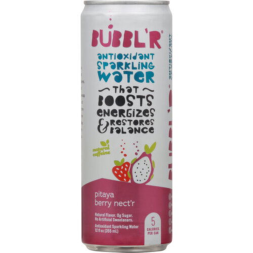 Bubbl'r Sparkling Water, Antioxidant, Pitaya Berry Nect’r - 12 Fluid Ounce