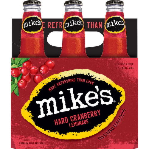 Mike's Beer, Malt Beverage, Premium, Hard Cranberry Lemonade