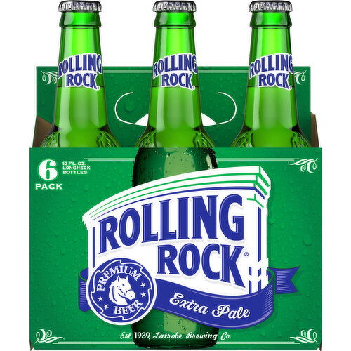 Rolling Rock Beer, Premium, Extra Pale, 6 Pack