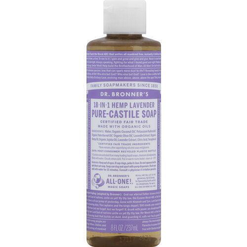 Dr. Bronner's Castile Soap, Pure, 18-In-1 Hemp, Lavender