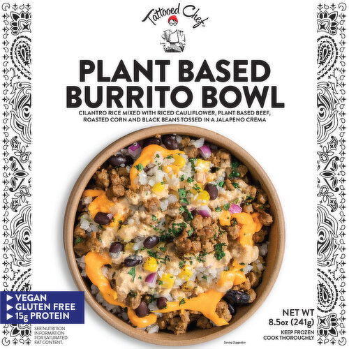 Tattooed Chef Burrito Bowl, Plant Based, Beef