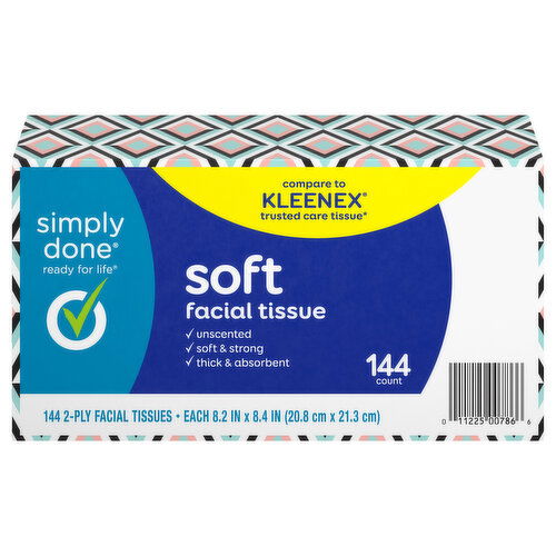 Simply Done Facial Tissue, Soft, Unscented, 2-Ply