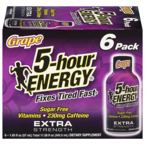 5-Hour Energy Energy Shot, Extra Strength, Grape, 6 Pack