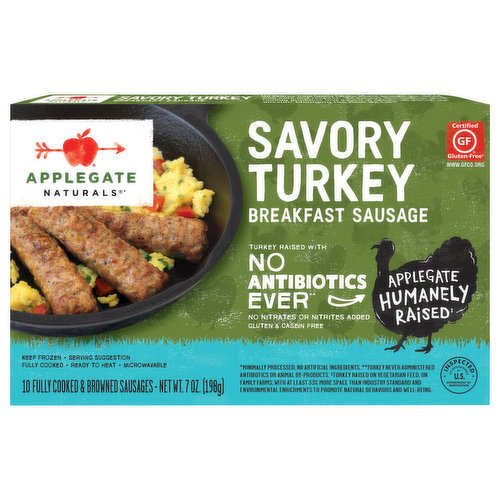 Applegate Naturals Breakfast Sausage, Savory Turkey