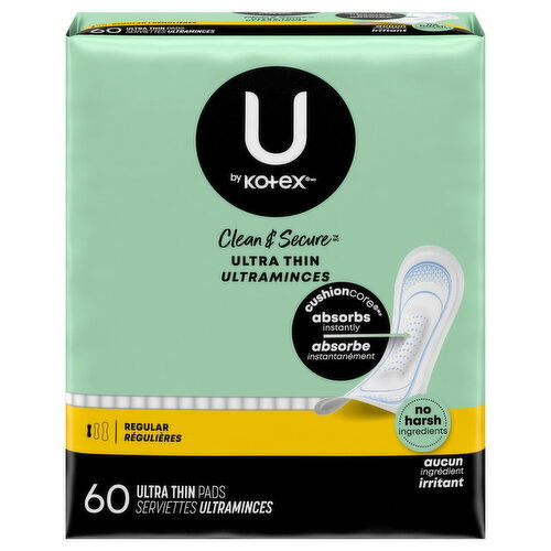 U by Kotex Regular Ultra Thin Pads - 60 Each