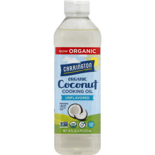 Carrington Farms Cooking Oil, Coconut, Organic, Unflavored