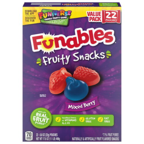 Funables Fruity Snacks, Mixed Berry, Value Pack