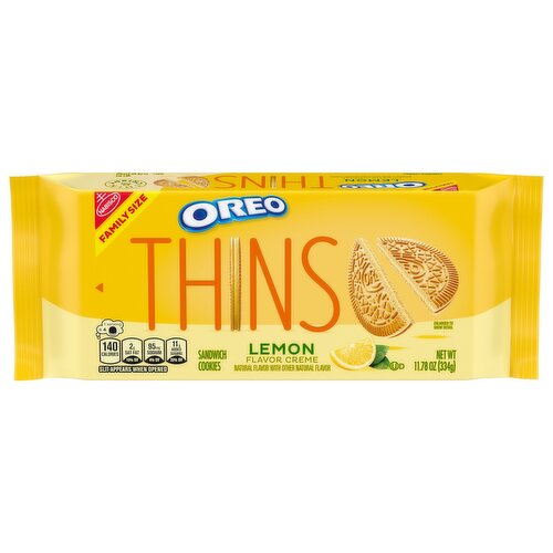 OREO Thins Lemon Creme Sandwich Cookies, Family Size