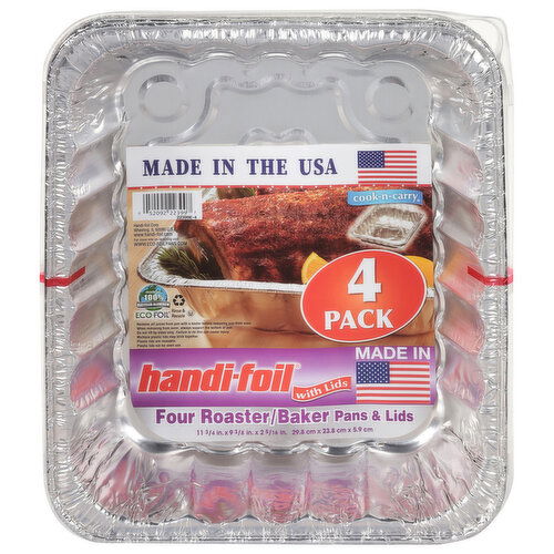 Handi-Foil Pans & Lids, Roaster/Baker, 4 Pack