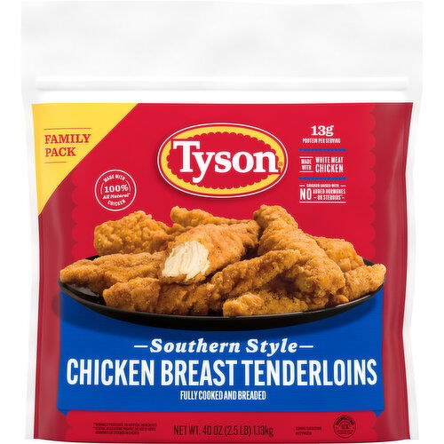 Tyson Frozen Southern Style Chicken Breast Tenderloins Family Pack, 2.5 lb Bag