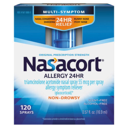 Nasacort Nasal Spray, Allergy 24 Hr, Multi-Symptom, Non-Drowsy, Original Prescription Strength, 55 mcg