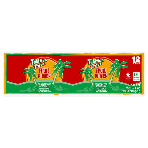 Tahitian Treat Soda, Fruit Punch, 12 Pack