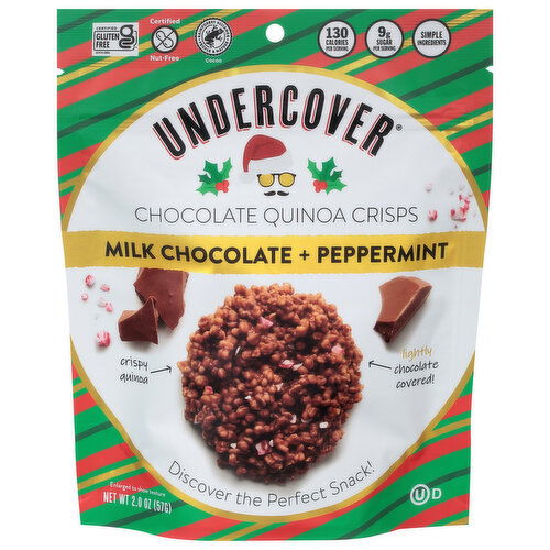 Undercover Chocolate Quinoa Crisps, Milk Chocolate + Peppermint