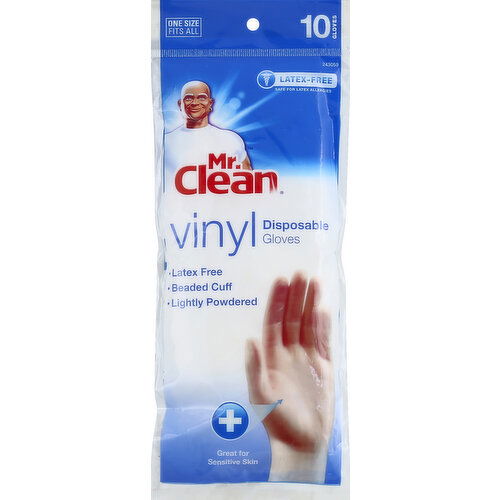 Mr. Clean Gloves, Vinyl, Disposable, One Size Fits All