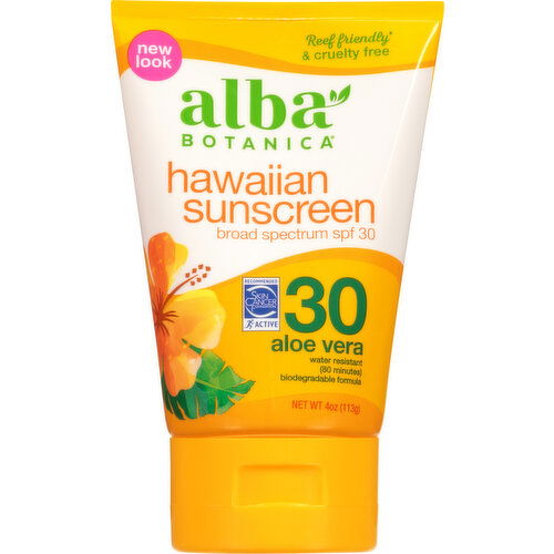 Alba Botanica Sunscreen, Hawaiian, Aloe Vera, Broad Spectrum SPF 30