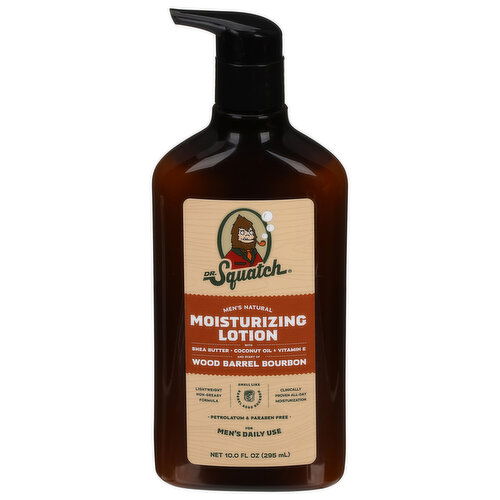 Dr. Squatch Moisturizing Lotion, Wood Barrel Bourbon, Men's Natural