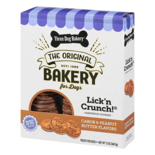 Three Dog Bakery Treats for Dogs Carob Peanut Butter Flavors Sandwich Cookies Brookshire s