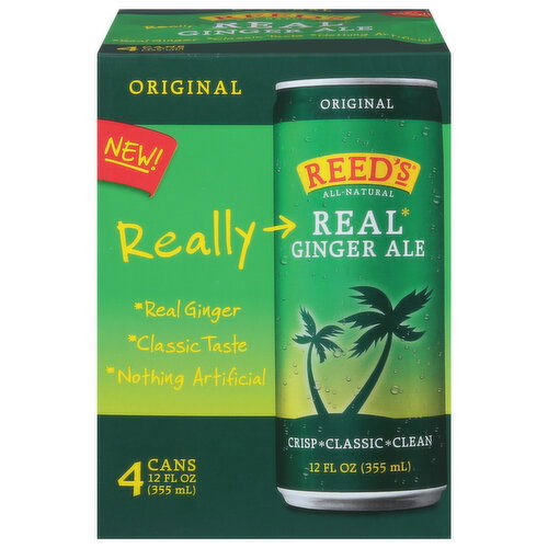 Reed's Ginger Ale, Real, Original - 4 Each