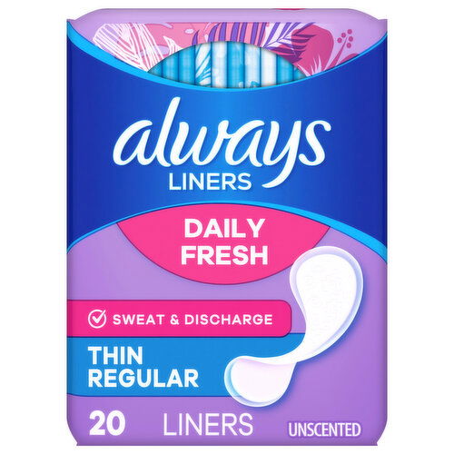 Always Liners, Daily Fresh, Thin Regular, Unscented