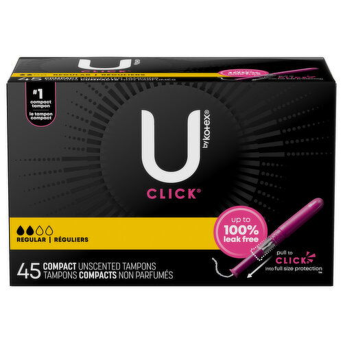 U by Kotex Tampons, Compact, Regular, Unscented