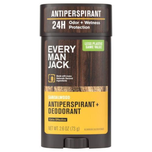 Every Man Jack Sandalwood Antiperspirant + Deodorant - 2.6 Ounce