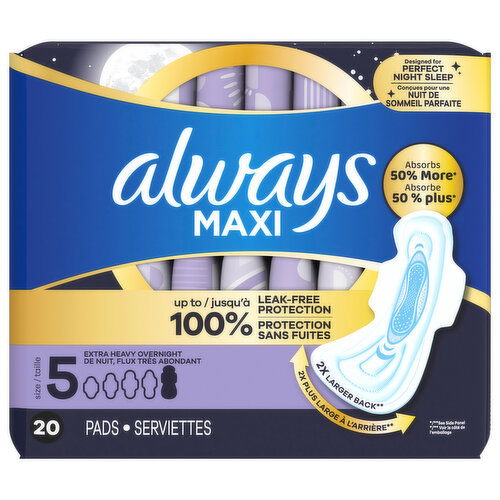 Always Pads, Extra Heavy Overnight, Size 5